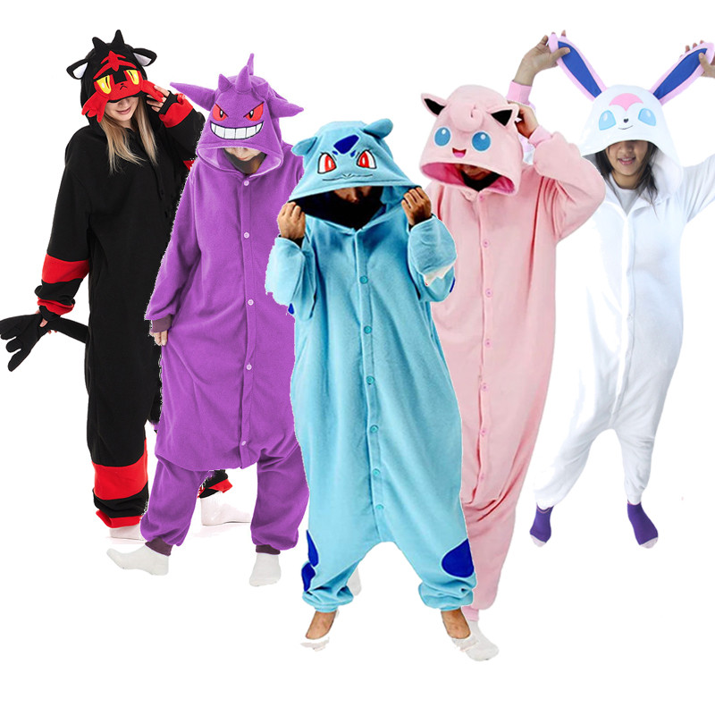 Pokemon Kigurumi Onesie Snorlax Eevee Squirtle Gengar Pyjama Cosplay Kostuum Halloween Volwassen Anime Umbreon Pyjama