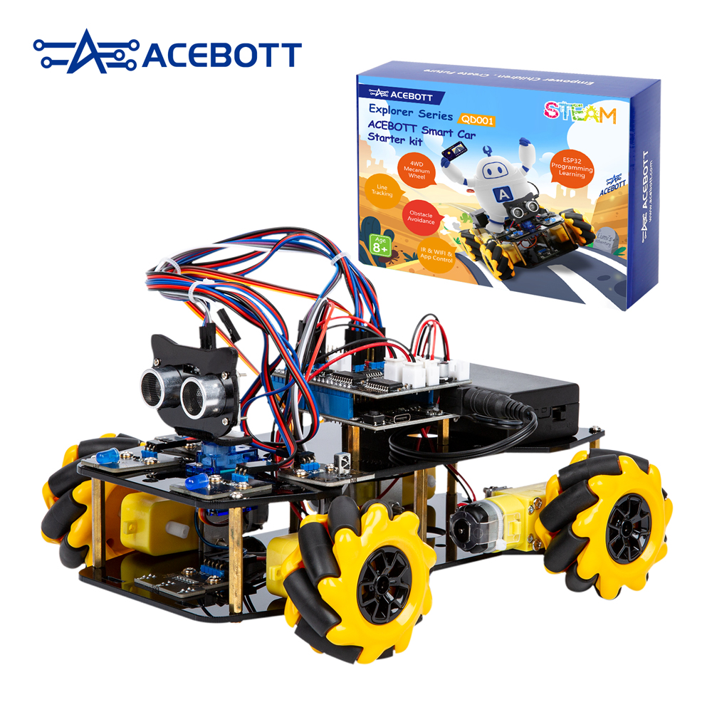 Набор для начинающих ACEBOTT: робот-игрушка для проектов Arduino с ESP32 и обучением программированию, полная версия, комплект для умного автомобиля