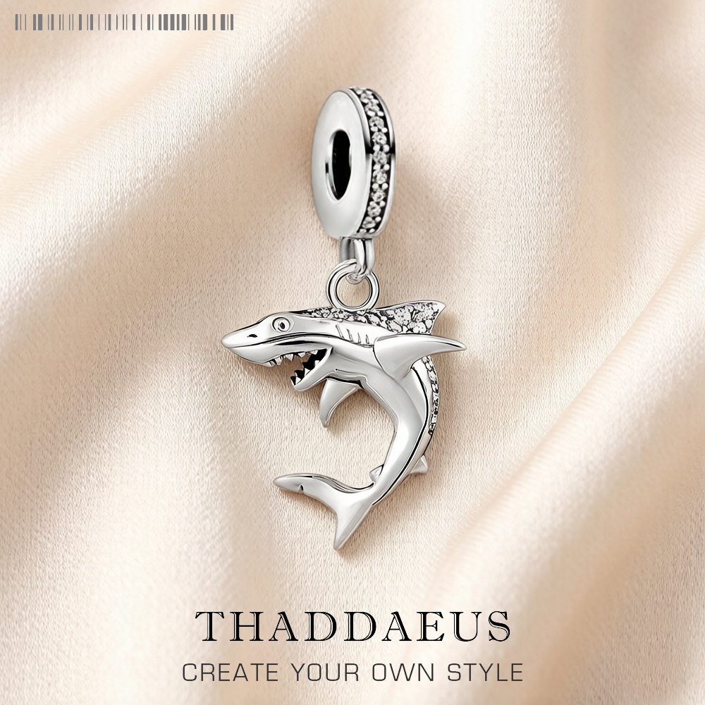 Maritieme Shark Dangle Charm Lucky Hanger Dames Heren 2023 Zomer 925 Sterling Zilveren Fijne Sieraden