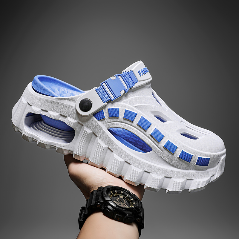 Zuecos de suela gruesa para hombre y mujer, sandalias transpirables de EVA, pantuflas huecas, sandalias casuales para exteriores, playa, jardín, antideslizantes, con plataforma.