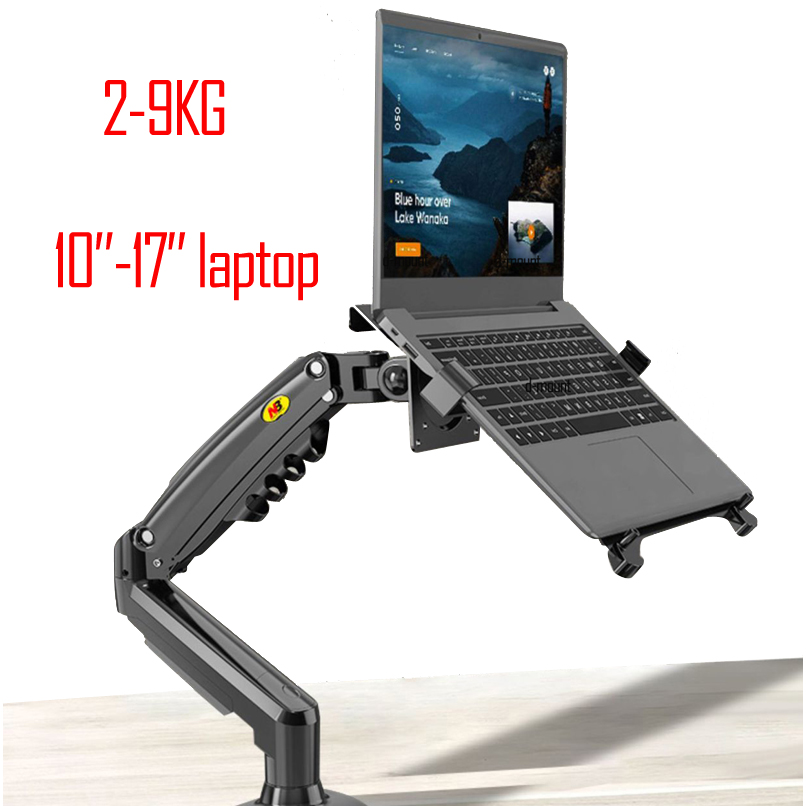 NB F80 avec support pour ordinateur portable de 10 à 17 pouces, support de bureau pour tablette et ordinateur portable, bras long à ressort à gaz, inclinaison complète, fixation par pince, trou de fixation