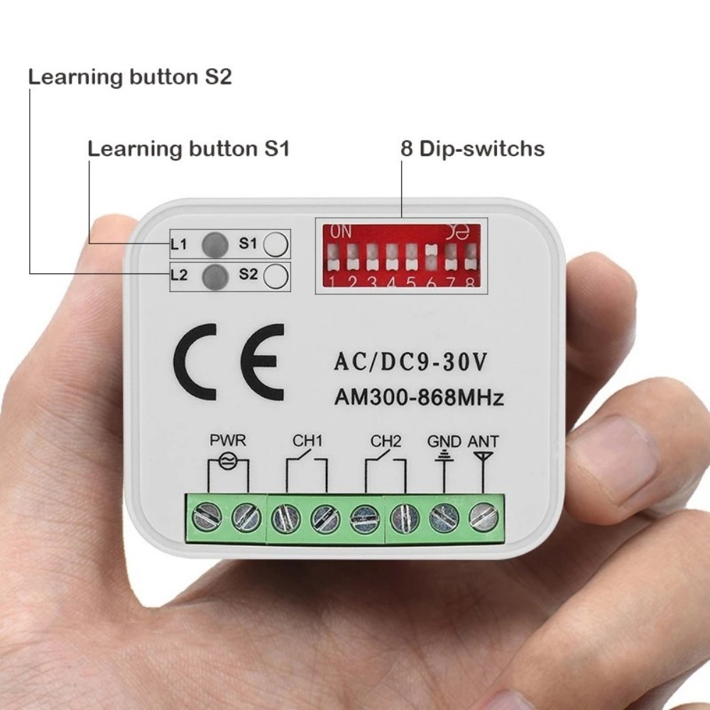 Universal Garage Tür Empfänger 300-900 MHz AC/DC 9-30 V Tor Fernbedienung Schalter Modul relais Für 433 MHz 868 MHz