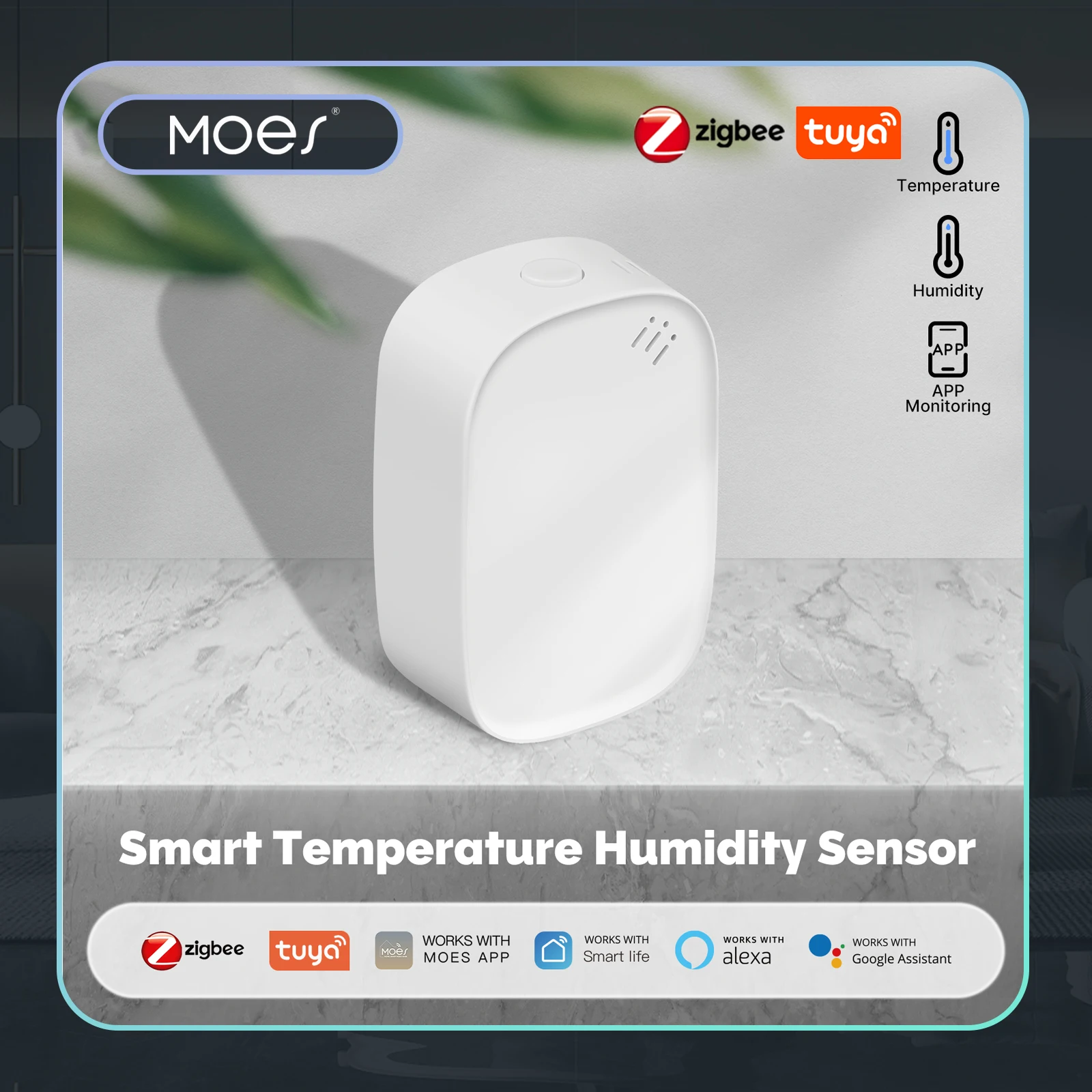 MOES Tuya Zigbee Smart Temperatur Feuchtigkeit Sensor Innen Hygrometer APP Überwachung Funktioniert Mit Alexa Google Home Batterie Betrieben