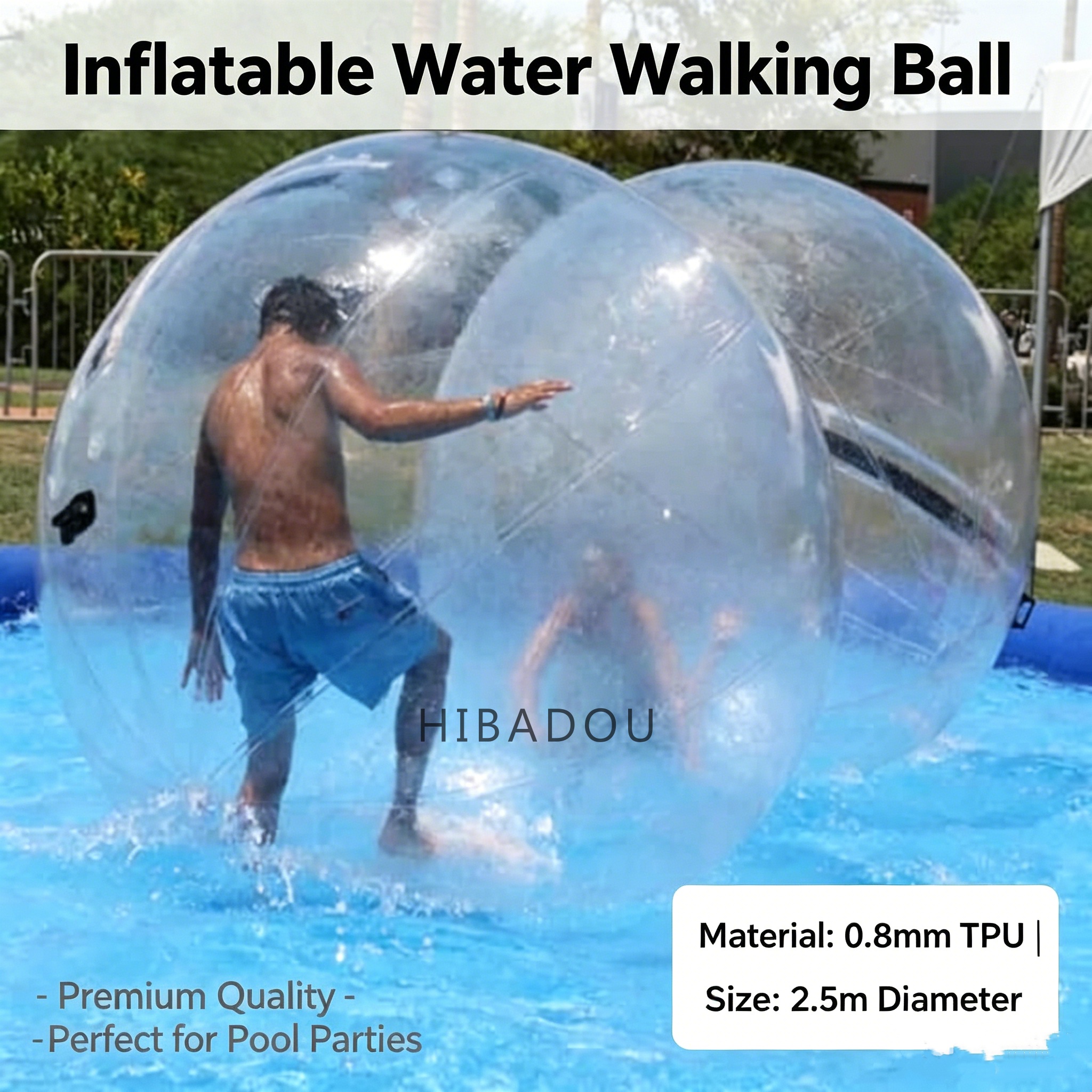Przezroczysta 2m TPU Nadmuchiwana Kula do Chodzenia po Wodzie, Kolorowa Nadmuchiwana Kula Bąbelkowa do Wody, Kula Hamster Ball do Użytku w Basenie, Jeziorze, na Plażę