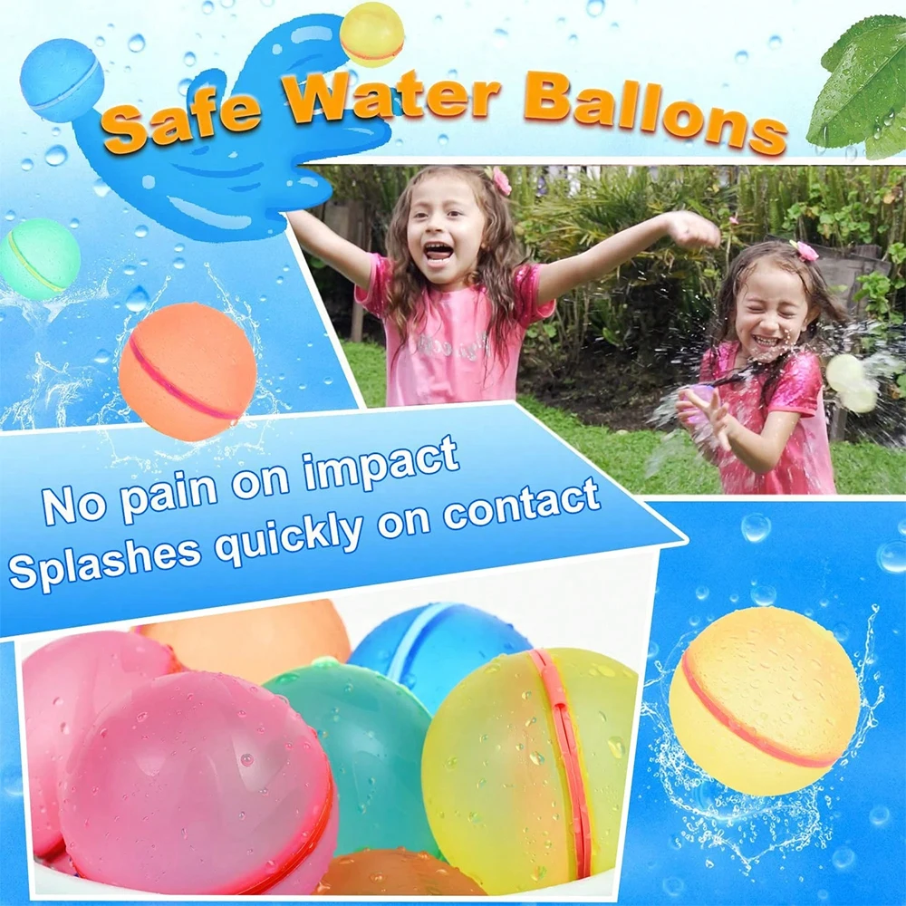Novos Balões de Água Reutilizáveis, Balões de Água Recarregáveis, Bolas de Água com Enchimento Rápido e Auto Selantes para Crianças na Piscina