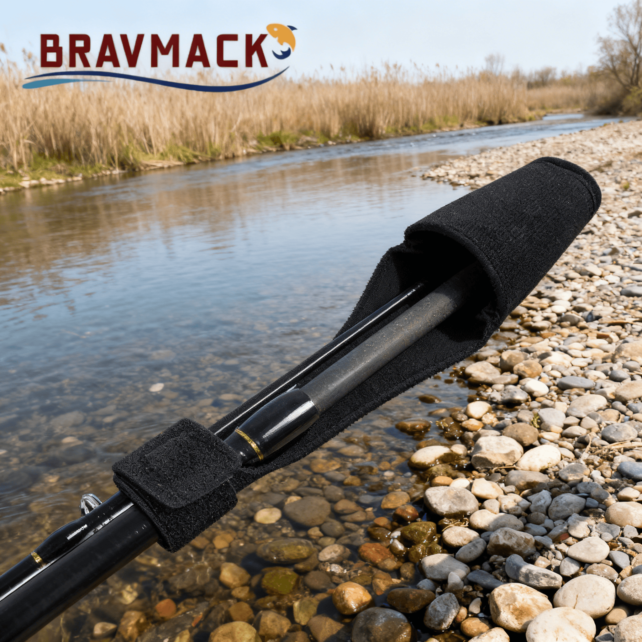 BRAVMACK-Tampa de proteção elástica para vara de pesca, conjunto de alça elástica especial, roda de gotejamento de água, enrolamentos - acessório de cuidado de vara