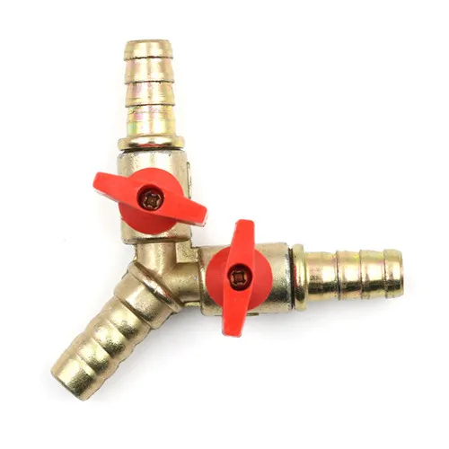1PC 3 Way Tee Brass Y Shut off Ball Valve 3/8" 10mm Barb Fuel Gas Oil / Valve Clamp