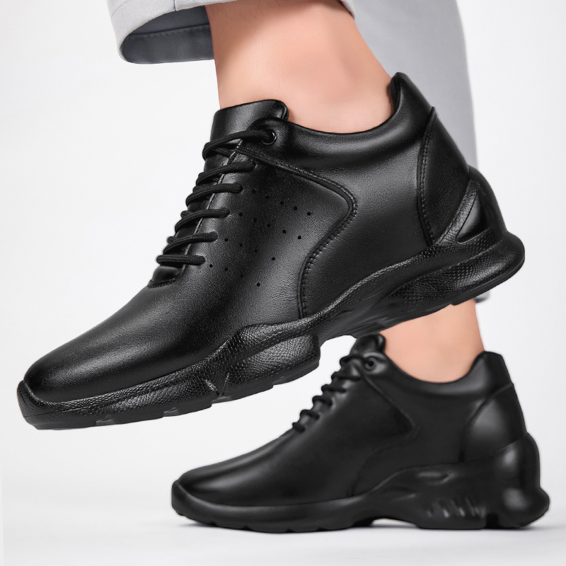 8CM Height Increase Men Cow Leather Oxford Casual Shoes Comfor Lightweight Non Slip Commuting Outdoor Elevator Sneakers Women