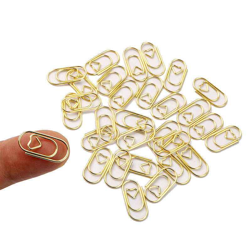50pcs Kawaii amour coeur pinces à papier billets Photo classeur Clips signets minuscules Clips pour papier coréen papeterie fournitures de bureau