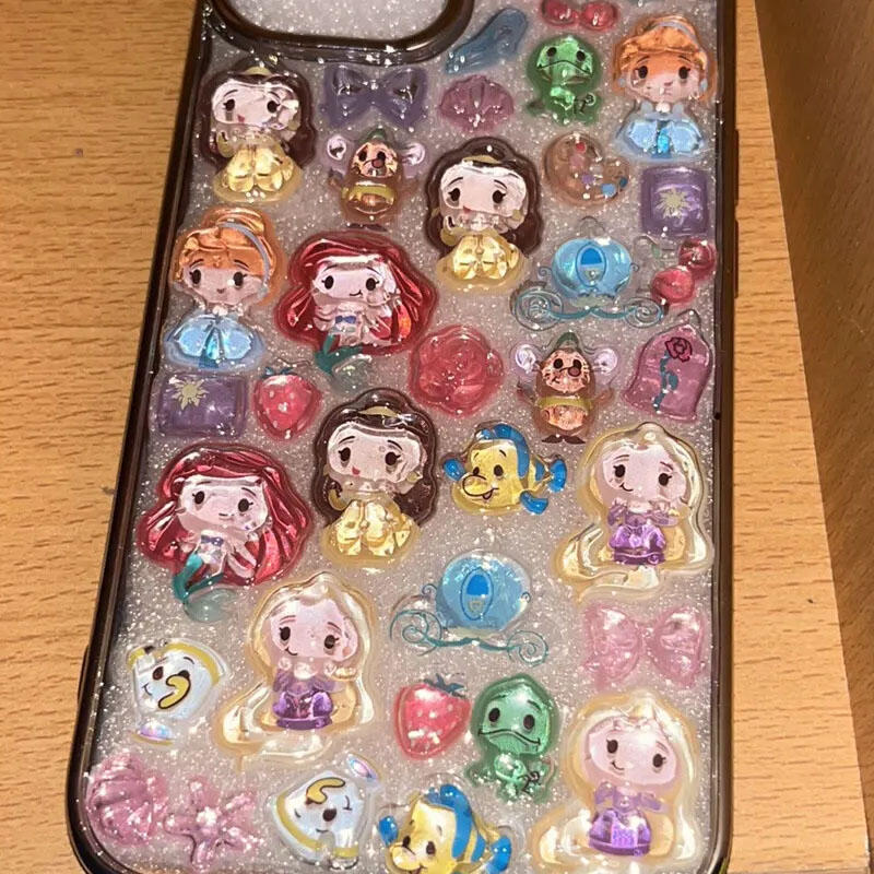 สติกเกอร์นูน 3 มิติ ลายเจ้าหญิงแอเรียล ดิสนีย์ น่ารัก สติกเกอร์ตกแต่งเคสโทรศัพท์ลายการ์ตูน ของขวัญสุดสร้างสรรค์
