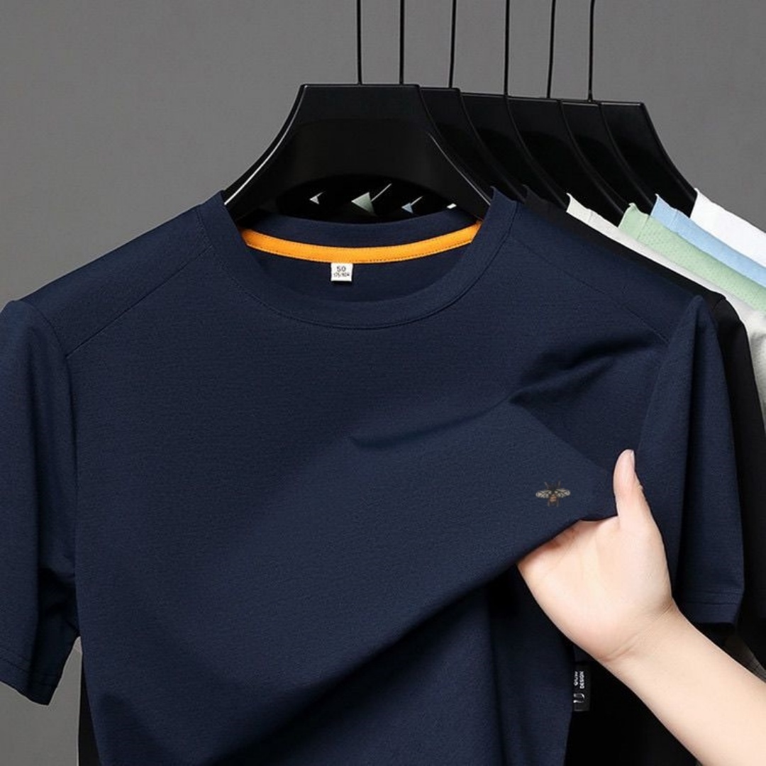 T-shirt da uomo di marca di lusso nuova O-Collo Cartoon Bee Embroid manica corta traspirante senza cuciture mezza manica moda estiva abbigliamento da uomo
