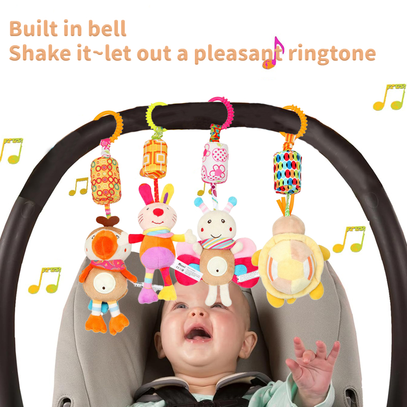 New Baby Rattles Mobile Soft Baby Toys Newborn Sensory Hanging Rattles Soft Learning Toy Plush Animals Cartoon Toys 0-12 Month