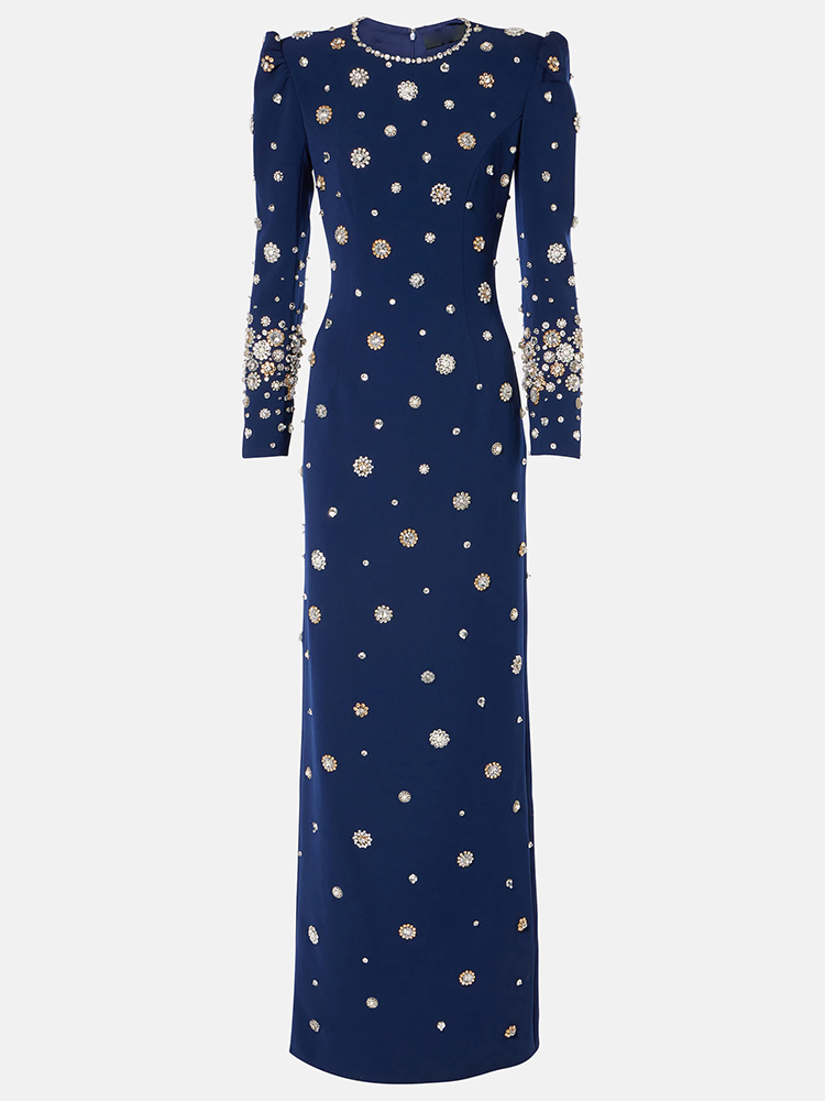 Vestido Largo de Fiesta de Diseñador, Última Moda 2026, Vestido Largo Formal de Manga Larga con Cuentas de Lujo para Mujer