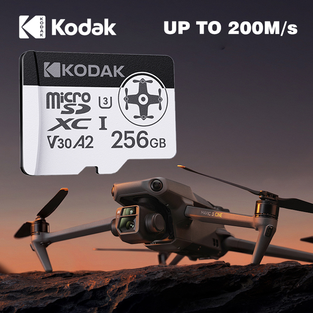 Karta pamięci Kodak A2 Micro SD kompatybilna z dronami DJI, do 200 MB/s, do Mini 4K/Mini 3/Neo/Mavic 4/Avata 2/Flip/Air 3/X5
