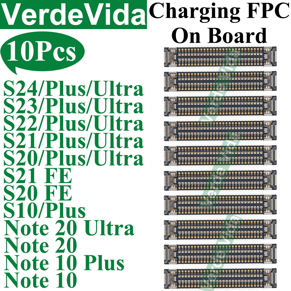 10 шт. USB-разъем для зарядки FPC для Samsung S22 S23 S24 Ultra S21 S20 FE S10 Plus Note 10, разъем для зарядного устройства, материнская плата на плате