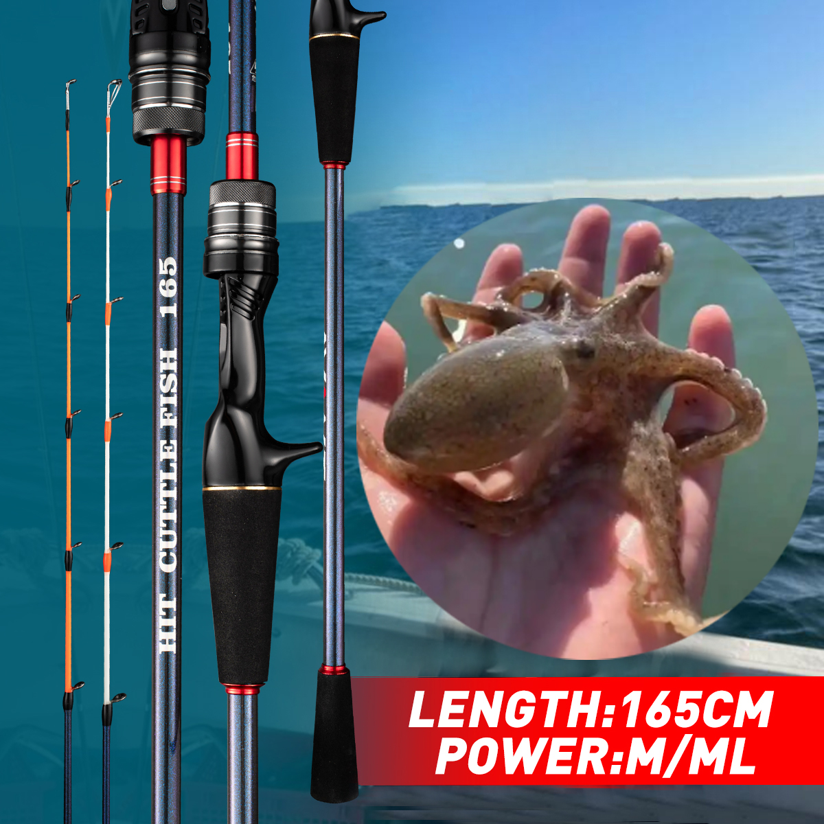 Appât Ultraléger en Fibre de Carbone pour la Pêche au Calmar, 20-80g/40-120g ML/M