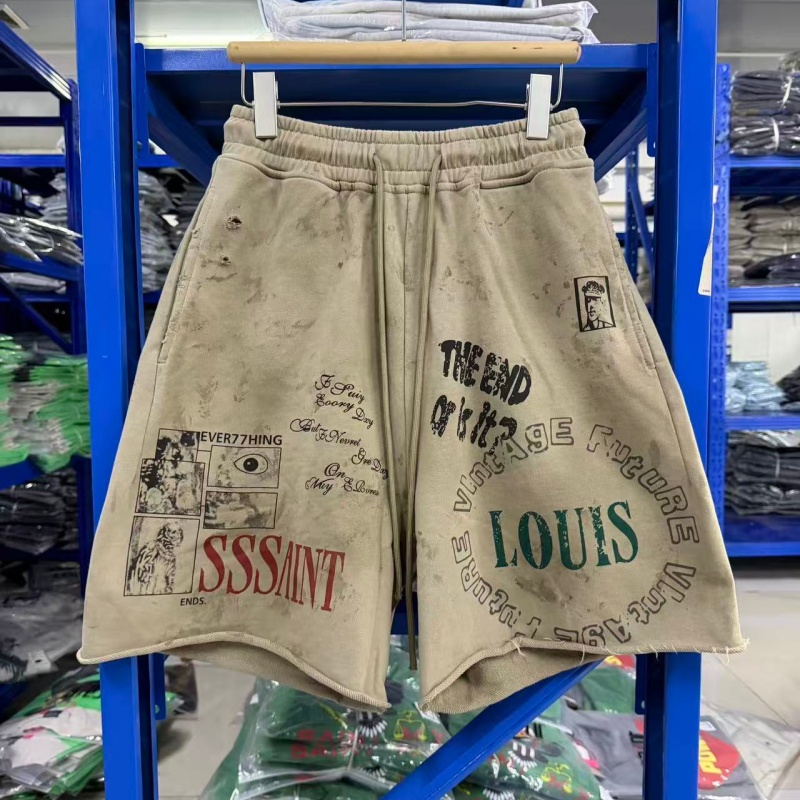 Męskie szorty dresowe Y2K Grunge, vintage, z efektem sprania, z nadrukiem graficznym, luźny krój, streetwear, casualowe szorty.