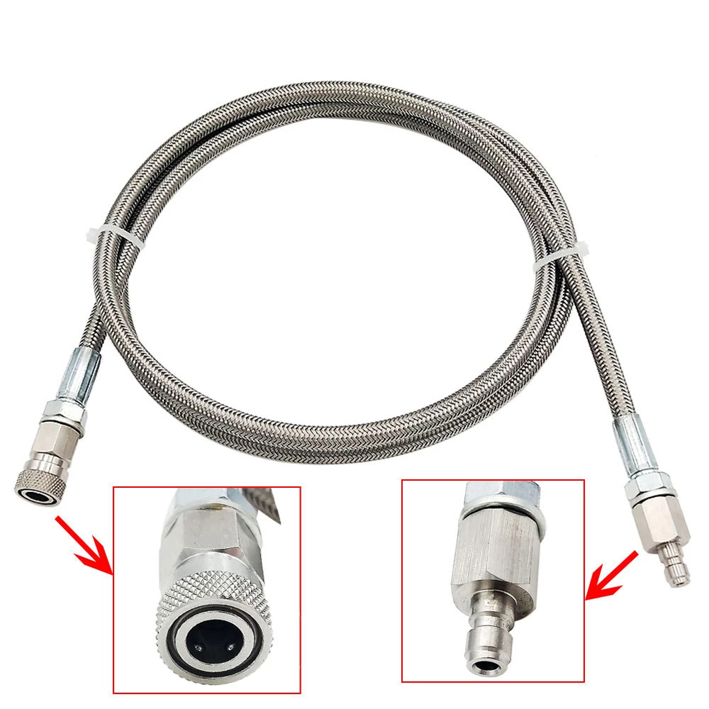 Extensión de manguera de alta presión trenzada de acero inoxidable de 40 ''/60''/80'' de longitud con desconexión rápida de 8MM para PCP de Paintball