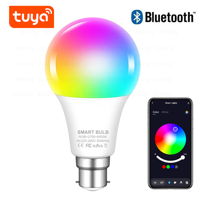 変色ライト B22 Tuya Bluetooth アプリ制御 220V LED 電球調光可能な RGB ホワイト RGBCCT 1600 万スマートライフ