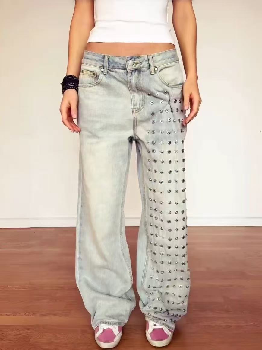 Women's Jean Designer Baggy Denim Pants Y2K Japanese Harajuku Wide Fit American Retro Punk Goblin Core Long Trousers Tide New