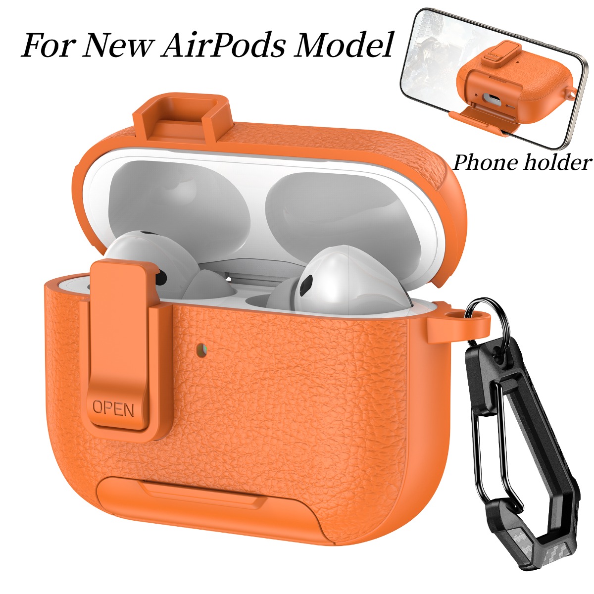 Bezpieczny uchwyt na telefon z blokadą, etui Cortex na słuchawki Bluetooth AirPods Pro 3, pokrowiec na AirPods Pro 2, AirPods 1 2 3 4 z haczykiem