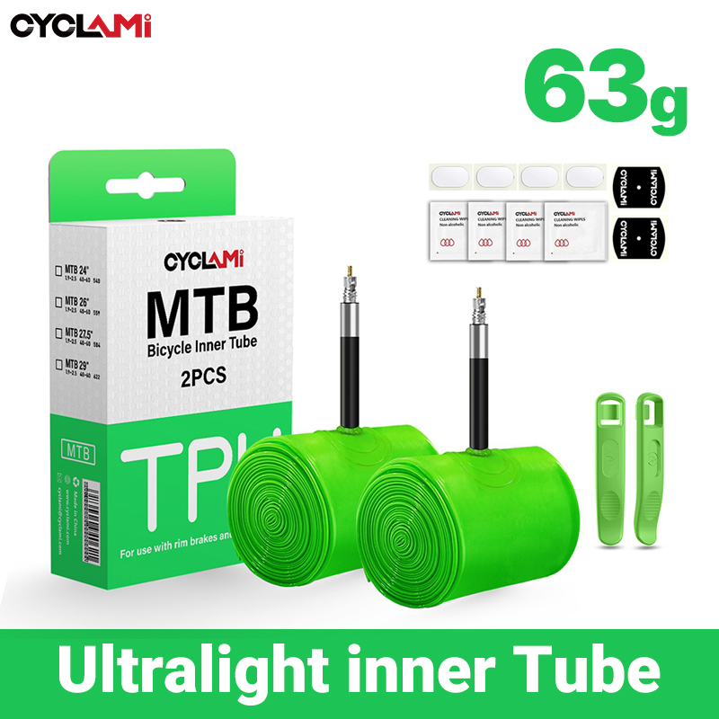 Cámara de aire ultraligera para bicicleta de montaña CYCLAMI de 26, 27,5 y 29 pulgadas, de TPU, con válvula francesa de 45 mm y antioxidante.
