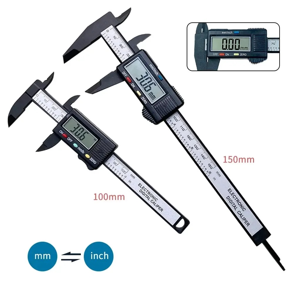 Elektronischer Digitaler Schiebemesser 100mm/150mm Kohlefaser Präzisionsmessgerät Mikrometer Messwerkzeug Digitales Lineal für Höchste Genauigkeit