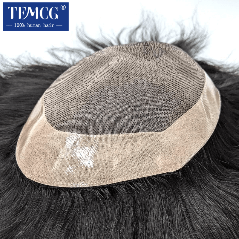 Peluca de hombre, peluquín de cabello humano Natural, Mono, peluca masculina, peluquín de prótesis de cabello masculino duradero, sistema de reemplazo de cabello de 6 "para hombres