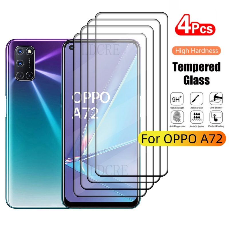 4 sztuki dla OPPO A72 Szkło OPPO A72 Szkło hartowane 9H HD Folia ochronna Pełna osłona Klej do osłony ekranu OPPO A72 OPPOA72 6,5"