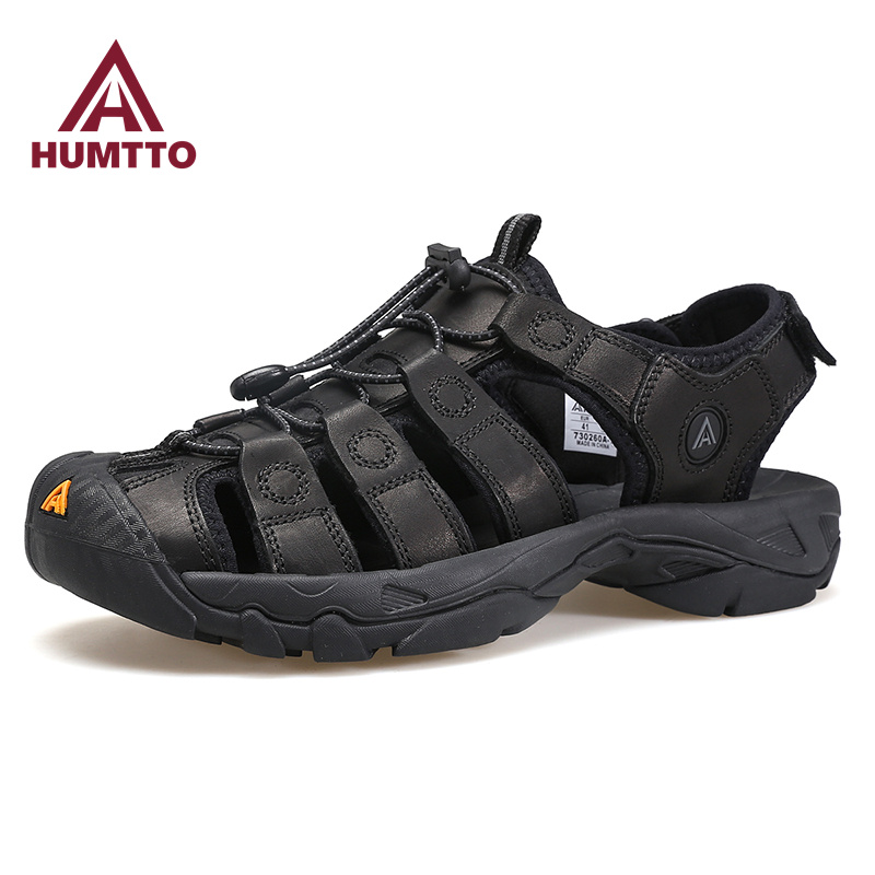 HUMTTO – sandales de plage en cuir pour hommes, chaussures d'extérieur respirantes, pour randonnée, Camping, escalade, été