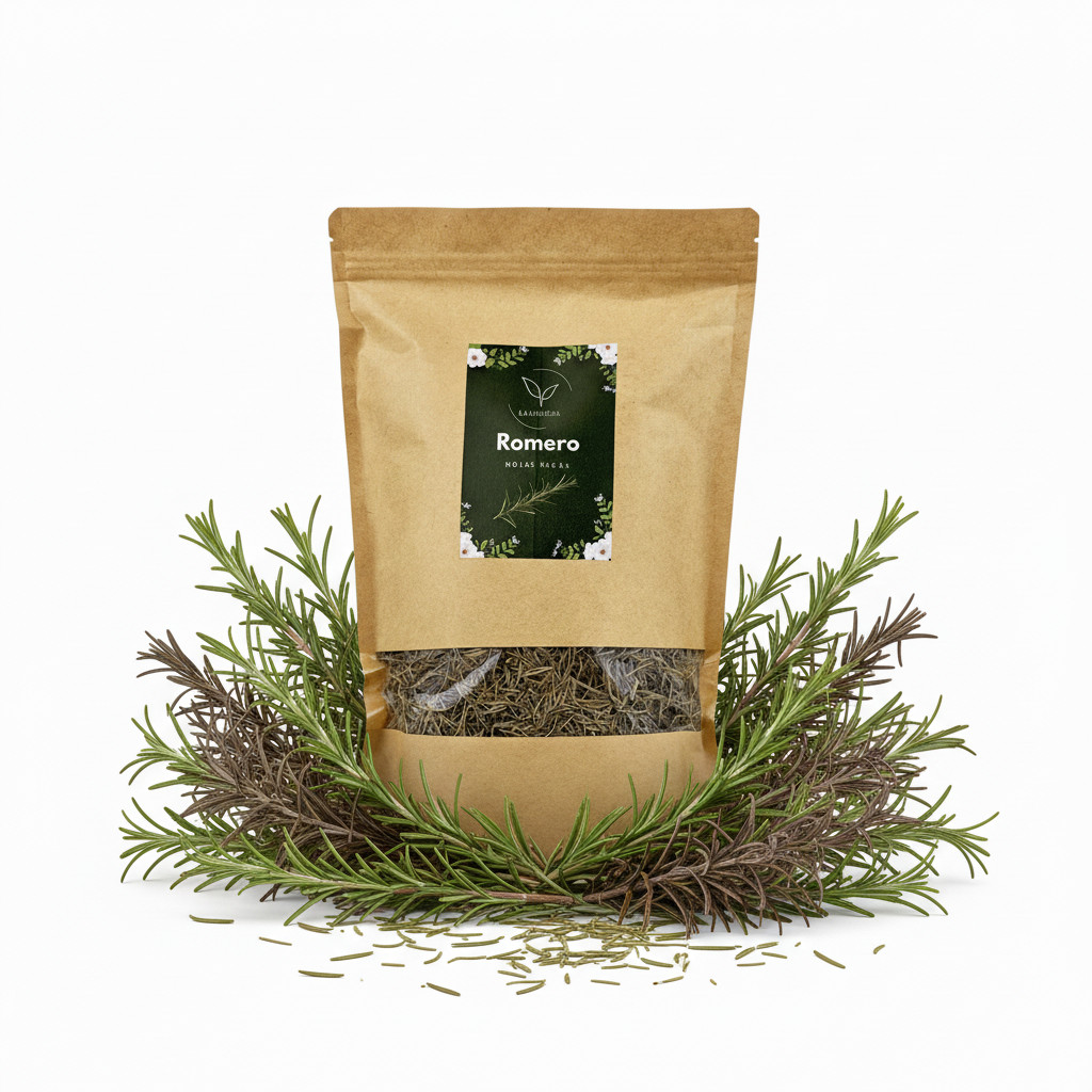 La Herbera |   Romero hoja triturada Salvia rosmarinus, romero común |   infusión y condimento de cocina |   herba seca a granel |   envasado en España, sin aditivos, calidad herbolaria |   Hojas de Romero, Romero Seco