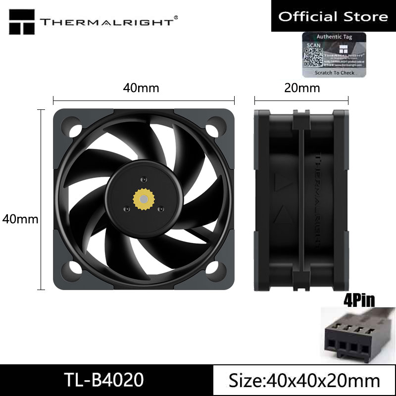 ThermalrightTL-B4020 Kipas Pendingin Sasis 4CM, 40x40x20mm/Bantalan Bola Ganda/Volume Udara Tinggi 5500RPM/Kipas Pendingin Komputer