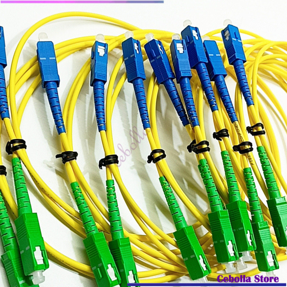 10pcs/lot SC/APC-UPC Fiber Optic Patch Cord Single Mode OS2 Optical Cable SM Simplex Fiber Optic Jumper FTTH
