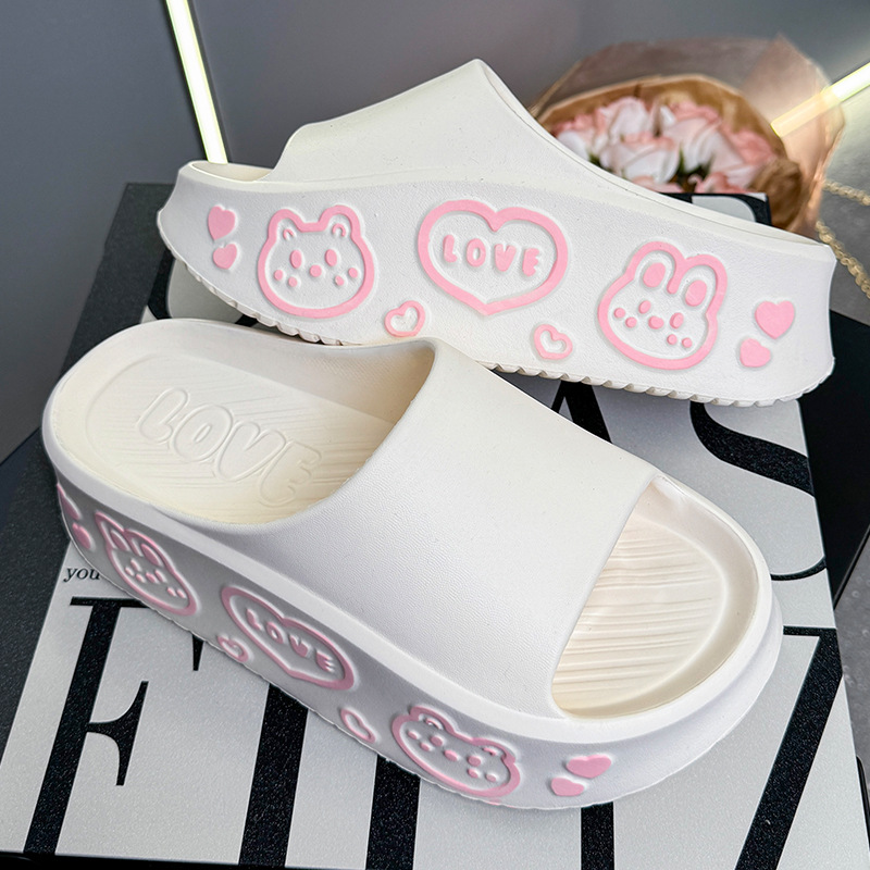 Sandal EVA Bersol Tebal untuk Wanita Sandal Wanita Slide Platform Wedge Cetak Mode Luar Ruangan 2025 Sepatu Pantai Sol Lembut Antiselip