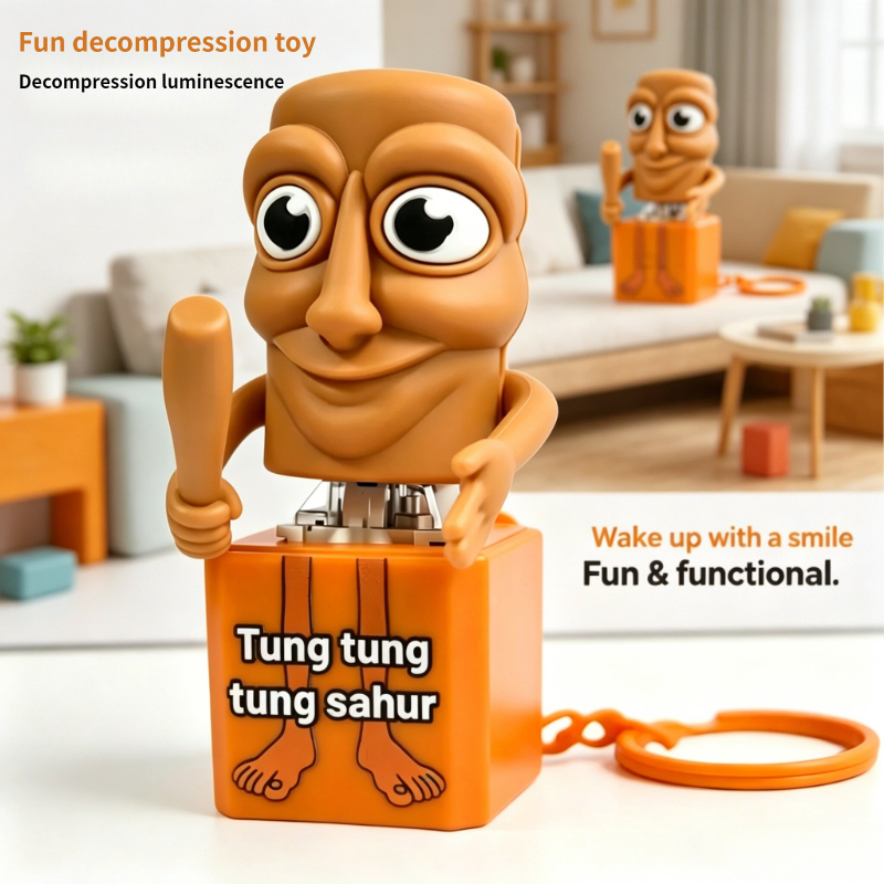 Novo Chaveiro Tung tung tung Sahur, Boneco de Madeira, Pingente Luminoso, Acessório de Anime, Decoração, Presente, Brinquedo