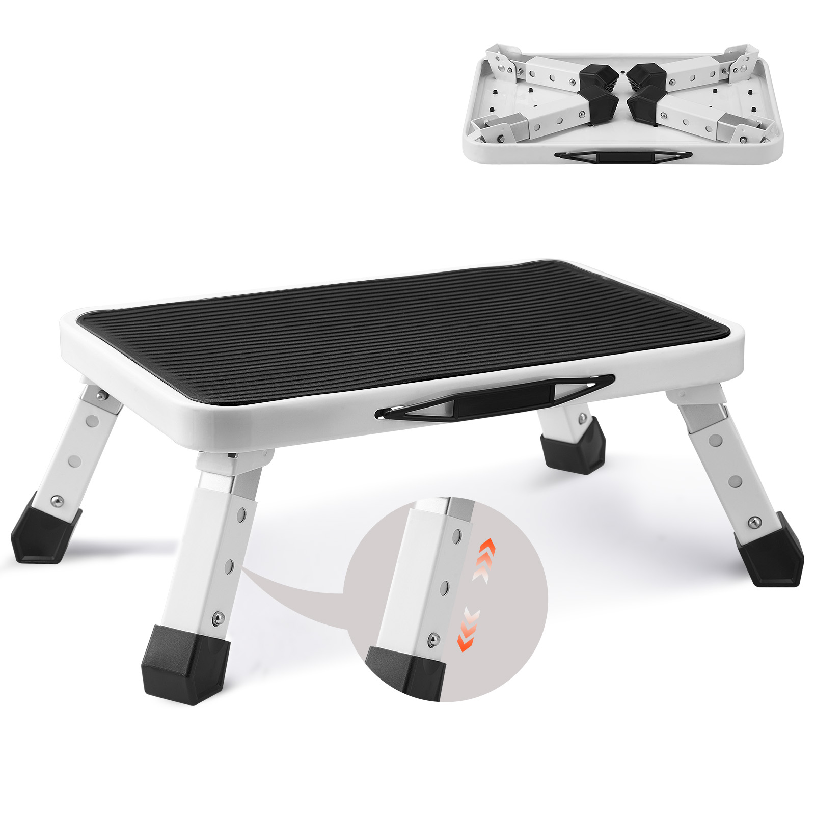 VEVOR Step Stool 1 Step 330lbs Capacity Adjustable Height Toddlers Adults Non Slip Sturdy For Office RVs Pets Bathrooms Bedrooms