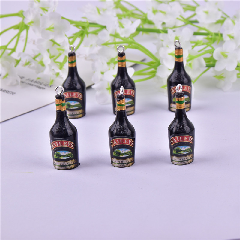10pcs/pack 3D Alcohlic Drink Bottle  Resin Beer Charms Earring Keychain Jewlery Findings Phone Case DIY