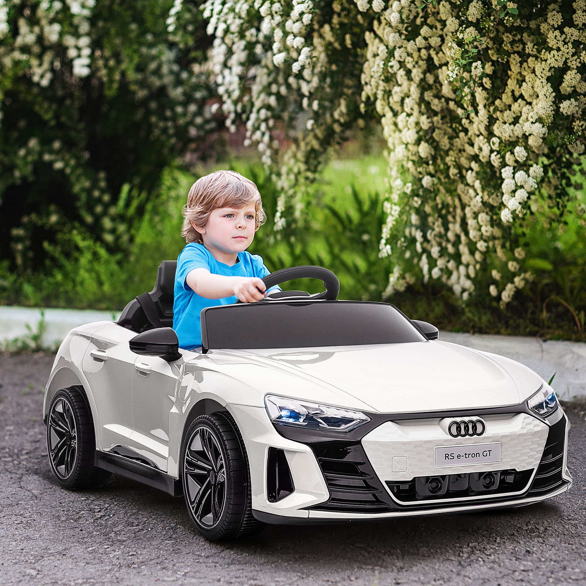 Homcom Elektrische Auto Voor Kinderen + 3 Jaar Audi Rs E-Tron Gt 103X58X41 Cm Wit