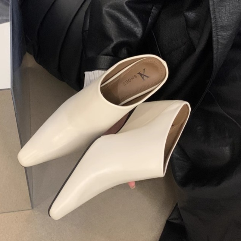 Moda feminina baotou chinelos primavera nova cabeça pontiaguda boca profunda antiderrapante resistente ao desgaste sandálias de cunha