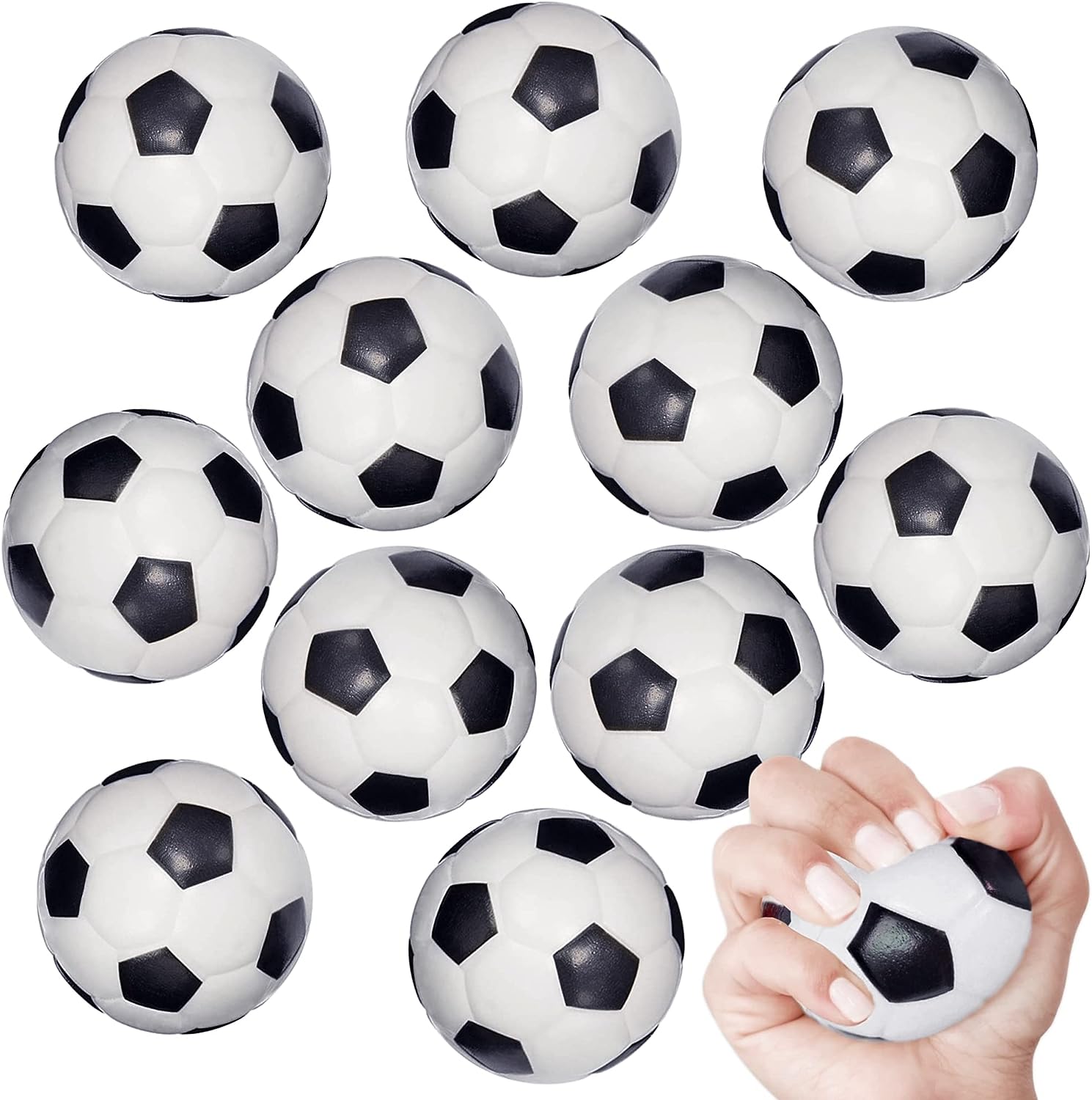 12Pcs Mini Fußball Stress Ball Schaum Sport Stress Ball Groß Fußball Party Gefälligkeiten Kleine Schaum Fußball für Kinder stress Relief