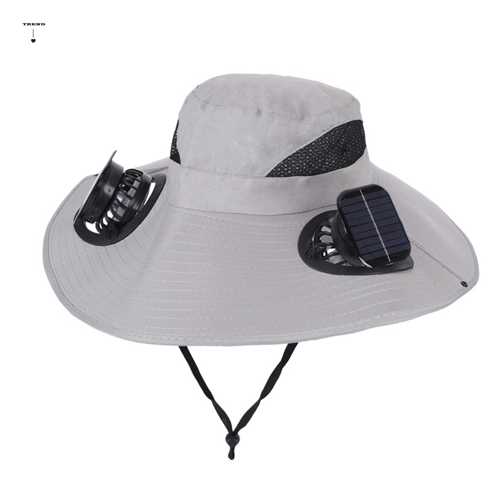 Wygodna czapka z wentylatorem solarnym, oddychająca, 3 prędkości, letnia czapka z daszkiem i wentylatorem, przenośna, ochrona przed promieniowaniem UV, kapelusz typu bucket na ryby, na upalne dni.
