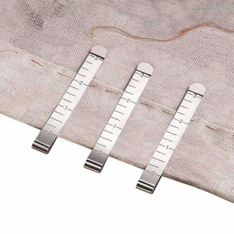 Klip jahit logam jahit 1/3/5 buah, alat penggaris Quilting penanda jahitan pakaian DIY Stainless Steel