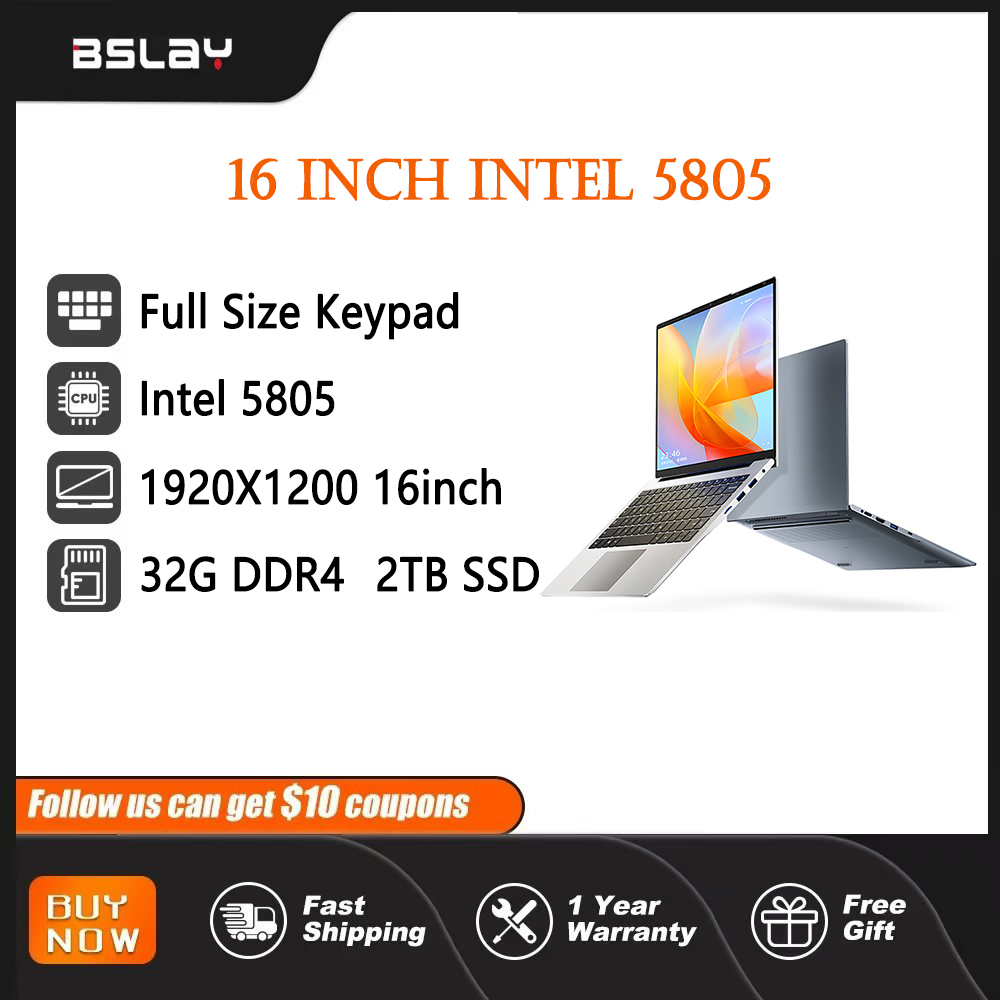 16 inch office laptop Intel 5805 32 RAM 2TB SSD HDMI high-definition camera 8-core 16 thread portable computer, high-definition