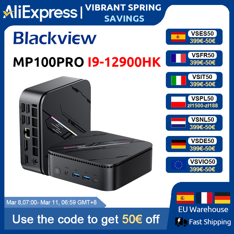 Blackview MP100PRO NOVO Mini PC Intel I9-12900HK Windows 11 14 núcleos 20 threads 16 GB + 512 GB / 1 TB WiFi 6 Mini computador PC BT5.2