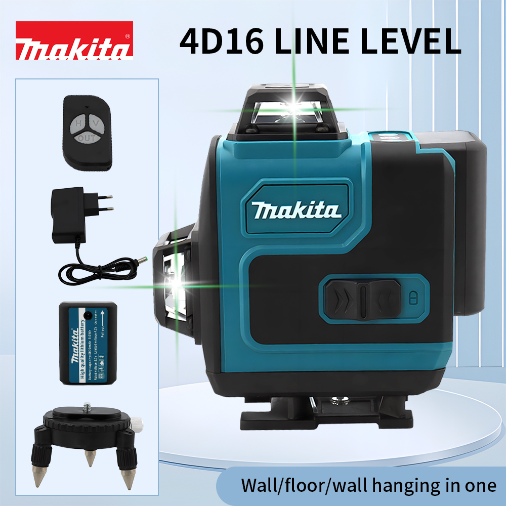 Makita Strumento portatile a parete ad alta precisione a 16 linee 360 orizzontale verticale a livello incrociato a luce verde laser ad alta precisione