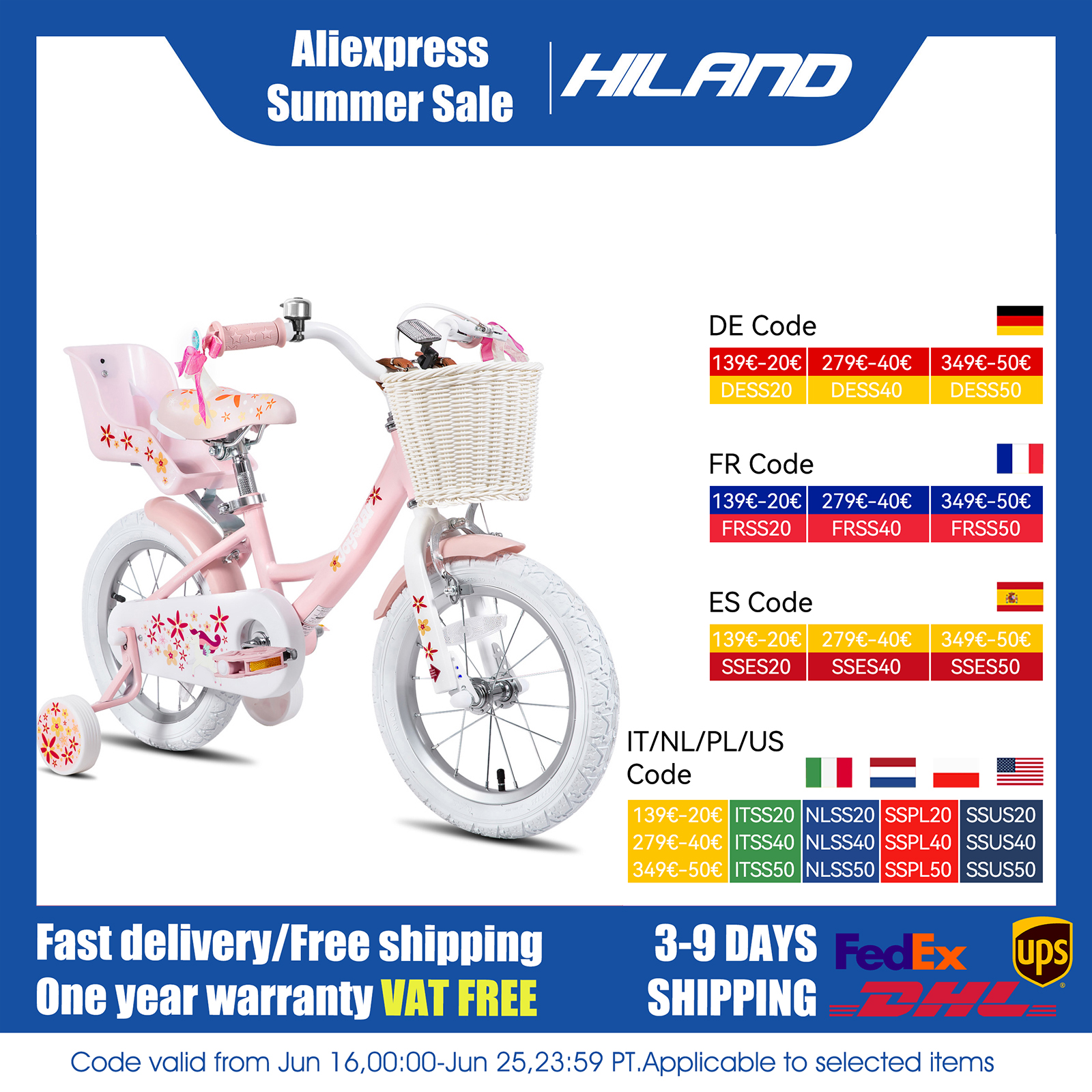 Joystar Eenhoorn Meisjes Fiets Voor Kinderen Van 2-9 Jaar, Kinderfiets Met Zijwieltjes, Slingers, Mand En Poppenzitje