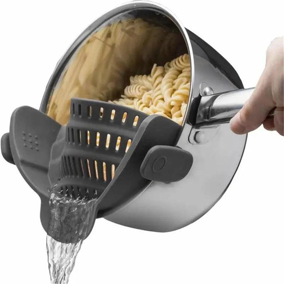 Passoire à pâtes en silicone à large ouverture, égouttoir pour légumes et fruits, filtre à clipser sur le côté de la casserole, égouttoir à eau, protection anti-éclaboussures