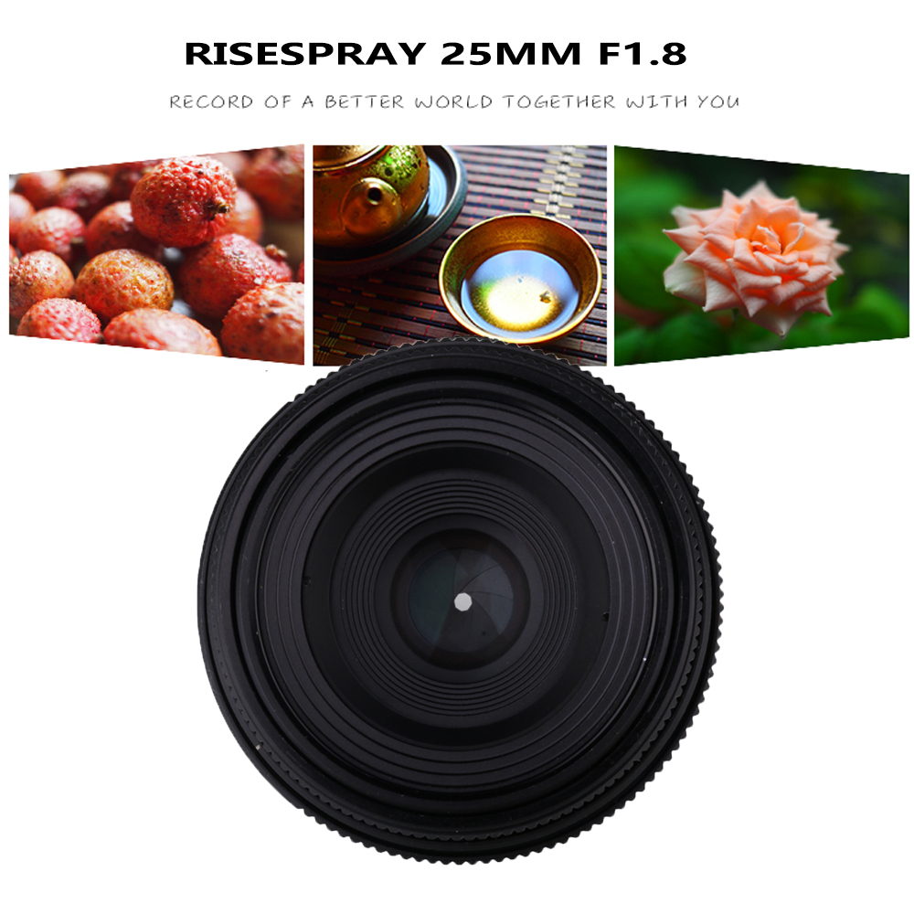 Objectif optique grand angle RISESPRAY 25 mm F1.8 Mini CCTV C Mount pour appareil photo sans miroir Nikon N1 Sony NEX Fuji Olympus EOSM Panasonic