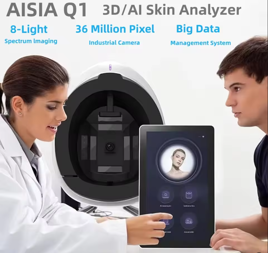 AISIA Q1 3D AI Analizator Skóry z 8 Spektrami, 36MP Profesjonalne Urządzenie do Diagnostyki Skóry, Narzędzie do Salonów Kosmetycznych z Synchronizacją Chmurową