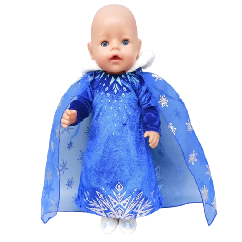 43 Cm New Born Baby Doll Clothes Elsa Princess Dress 18 Inch American Og Girl Doll Dress